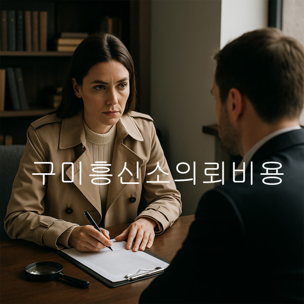 탐정사무소에서 여성 상담사가 의뢰인과 마주 앉아 상담을 진행하는 모습